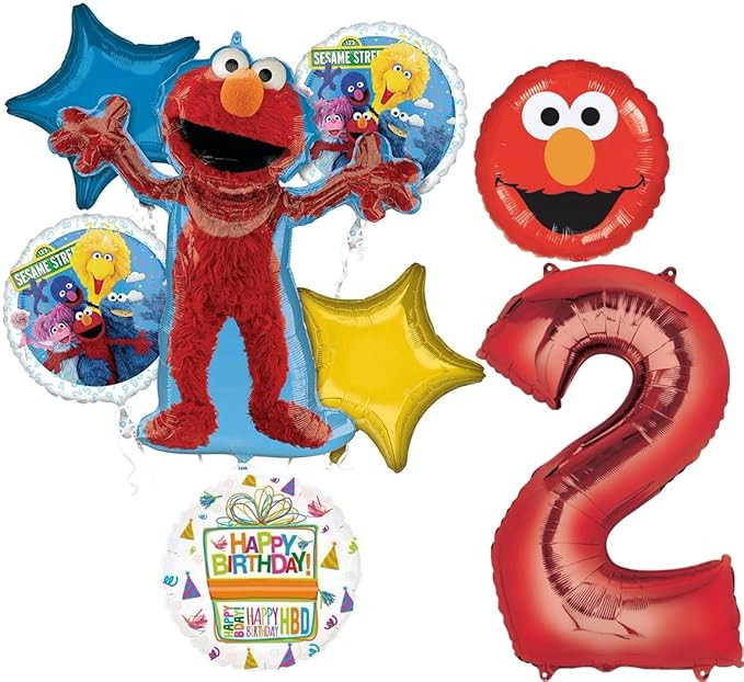 Sesame Street Elmo 2nd Birthday Party Supplies Balloon Bouquet Decorations | Amazon (US)