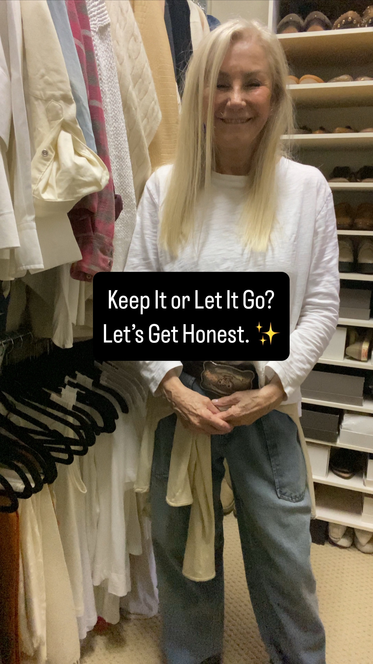 Closet culling is where the magic starts.
Before we organize, we edit—letting go of what no longer fits, flatters, or sparks joy.
And here’s the key: bring in a partner. A dear friend who knows you, your style, and when you’re making excuses.
She’ll help you release the excess and love what stays.
This is the foundation for everything to come in our Closet Series 💕



#LTKSummerEdit #LTKSeasonal #LTKHome