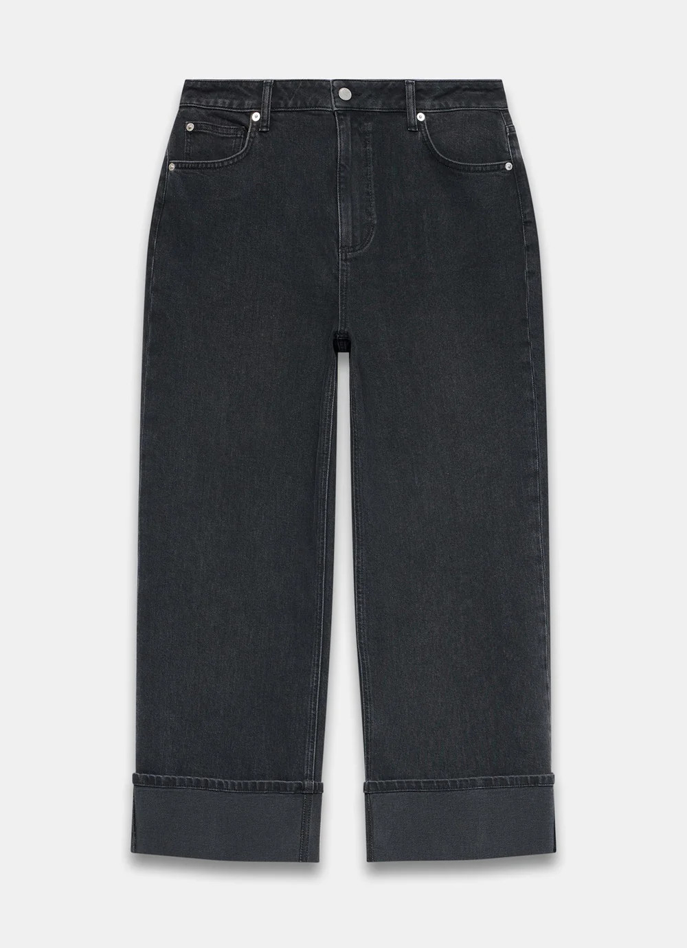 Black Denim Turn Up Jeans | Mint Velvet