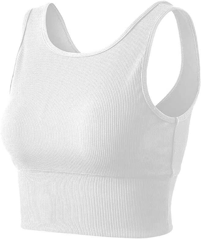 Workout Crop Tank Tops for Women Solid Comfort Sleeveless Shirts for Casual Sports Fitness Yoga Reve | Amazon (US)