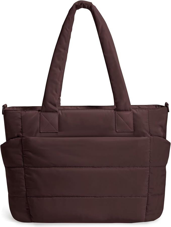 Tote Bag for Women Puffer Tote Bag Large Nurse Bags Shoulder Handbag with Zipper for Work Travel | Amazon (US)