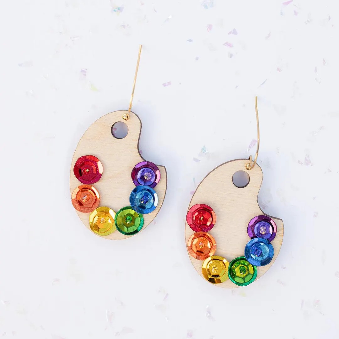 Primary Paint Palette Sequin Earrings - Etsy | Etsy (US)