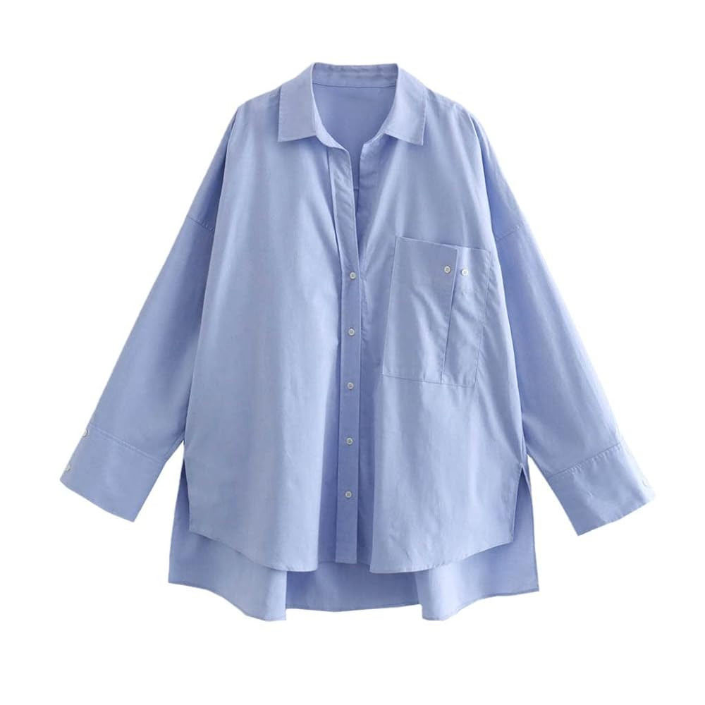 Spring Women Oxford Loose Shirts Long Sleeves Lapel Blouse Women's Fashion Casual Tops | Amazon (US)