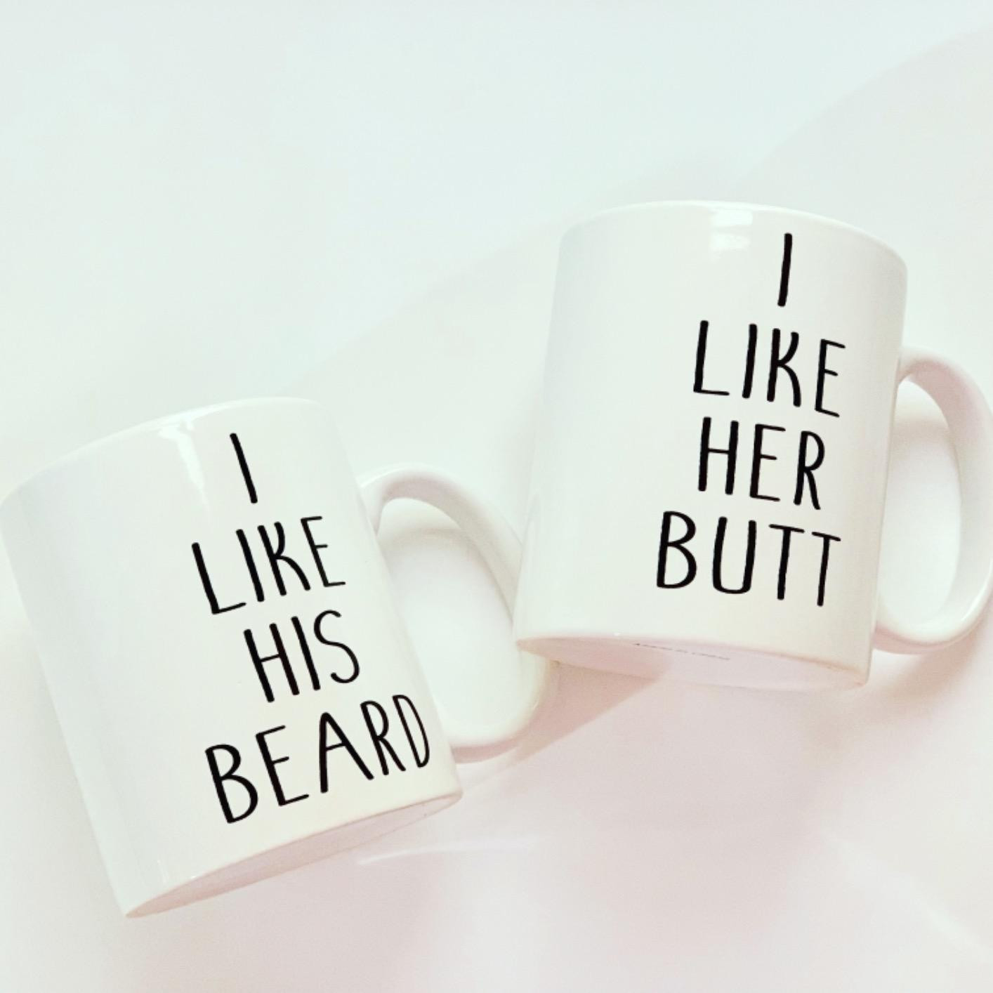 I Like His Beard, I Like Her Butt - 11oz Funny Ceramic Coffee Mug Couples Sets - Husband and Wife... | Amazon (US)