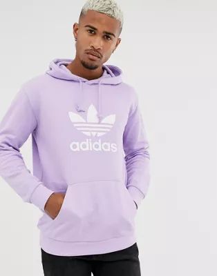 adidas Originals hoodie with trefoil logo purple | ASOS US