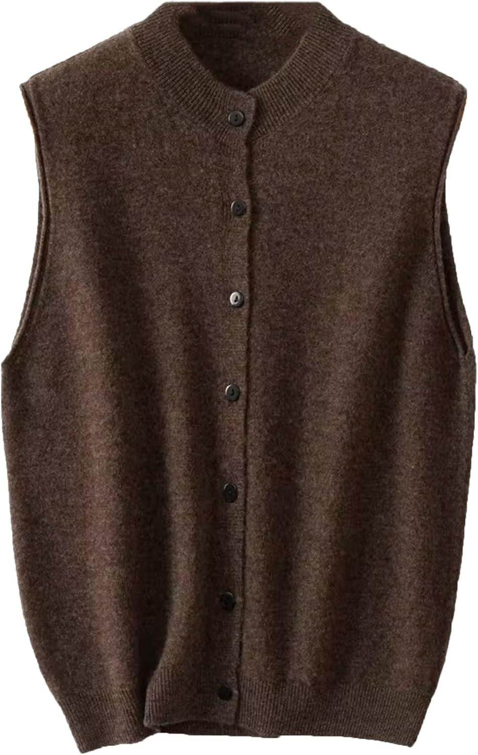 Women Wool Vest O-Neck Sleeveless Cardigan Merino Wool Knit Waistcoat Tops | Amazon (US)