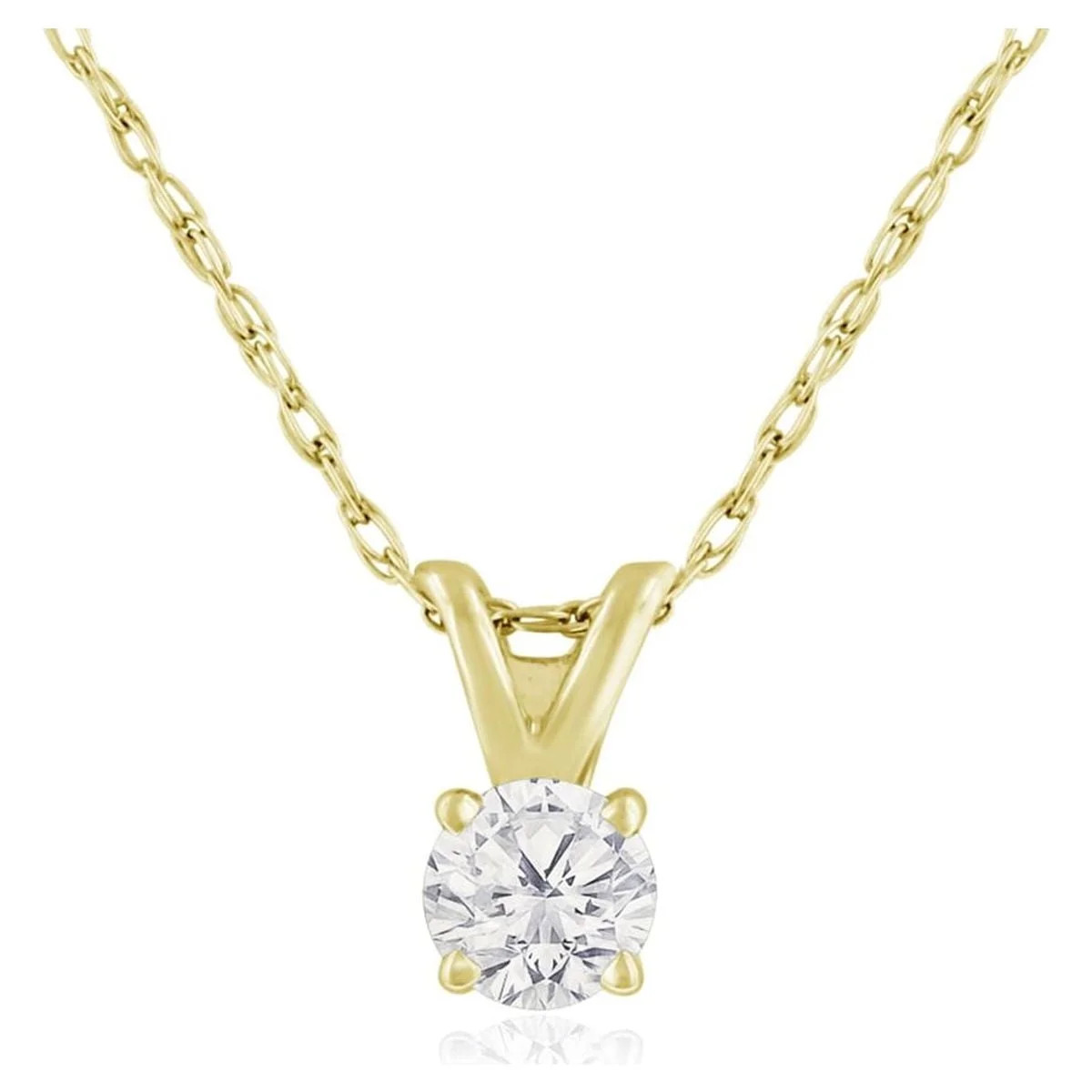 SuperJeweler 14 Karat Yellow Gold 1/6 Carat Diamond Solitaire Necklace, 18 Inches For Women | Walmart (US)