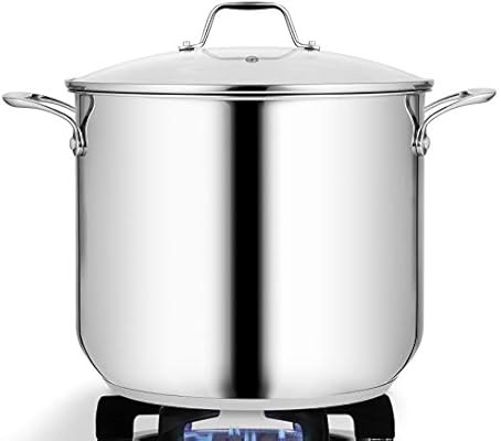 19-Quart Stainless Steel Stock Pot - 18/8 Food Grade Stainless Steel Heavy Duty Induction Large S... | Amazon (US)