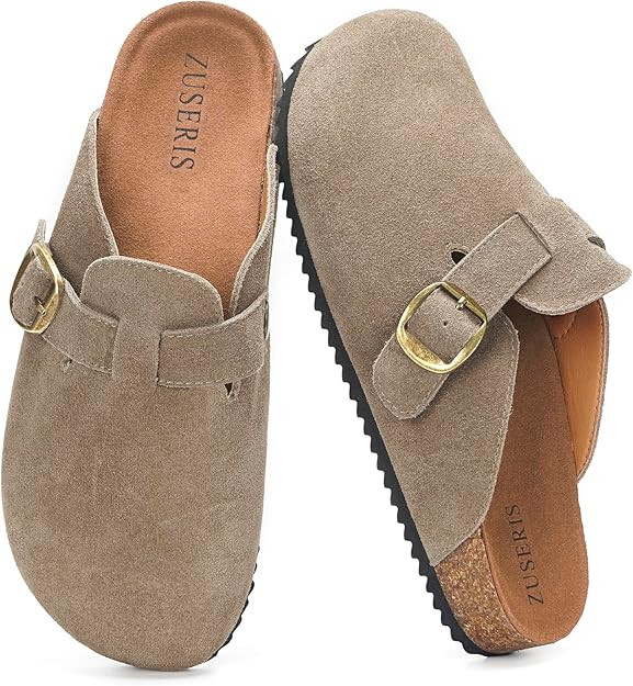 ZUSERIS Women's Men's Suede Clogs Leather Mules Cork Footbed Sandals Slip on Comfort Potato Shoes... | Amazon (US)