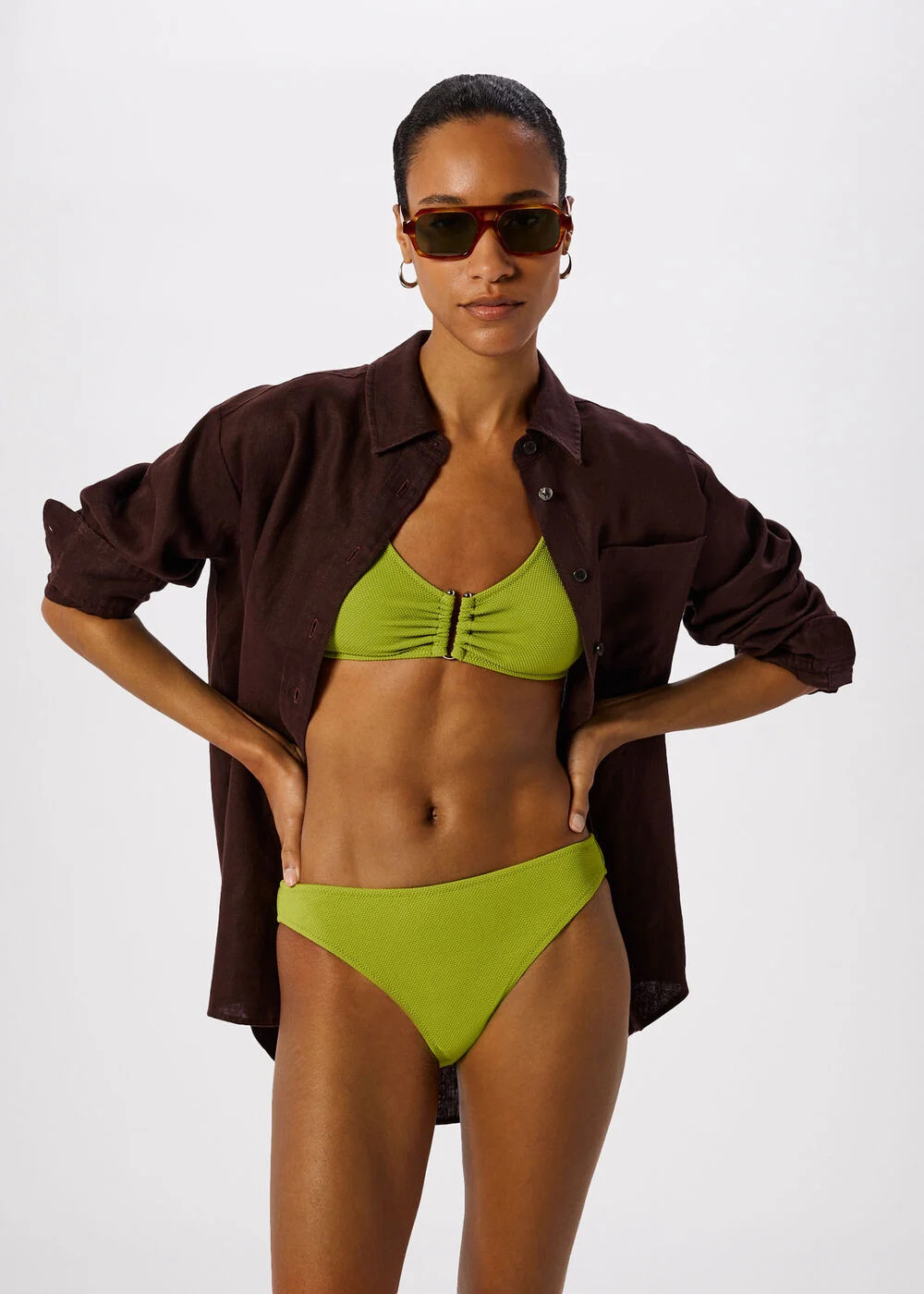 Green Textured Bikini Bottom | WHISTLES | Whistles UK | | Whistles