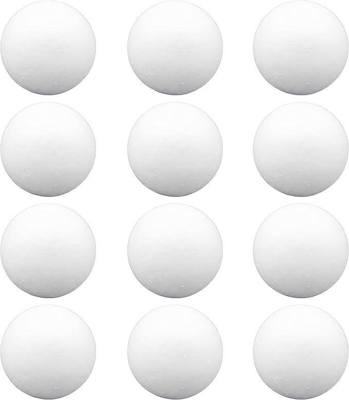 DNB 3 Inch Foam Balls - 12Pcs 3'' Smooth White Round Polystyrene Ball Craft Supplies | Amazon (US)