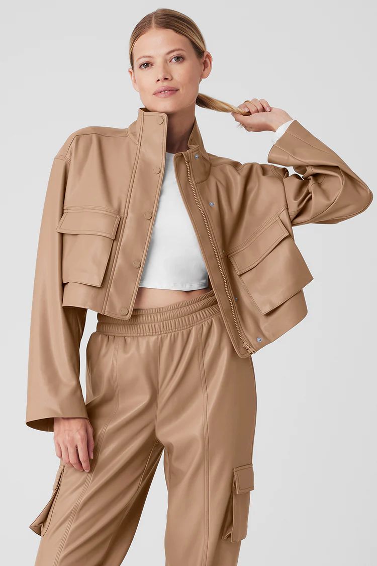 Faux Leather Power Hour Jacket - Toasted Almond | Alo Yoga