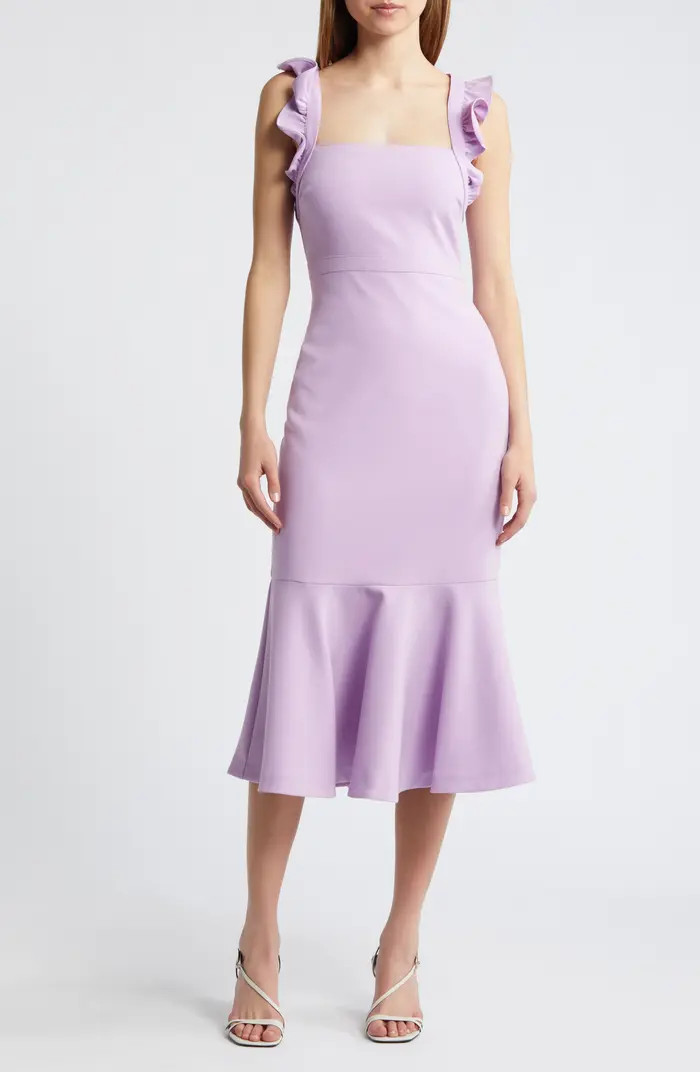 LIKELY Hara Ruffle Strap Midi Dress | Nordstrom | Nordstrom