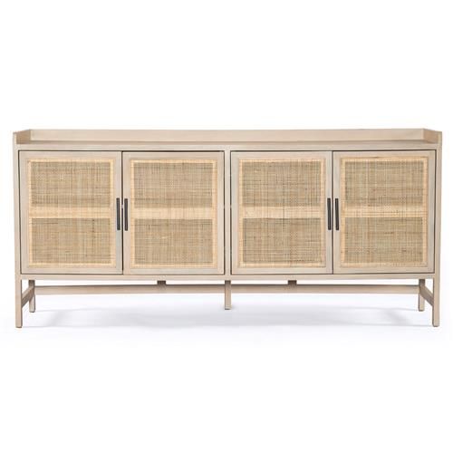 Corazon Global Bazaar Woven Natural Cane Brown Mango Wood Sideboard | Kathy Kuo Home