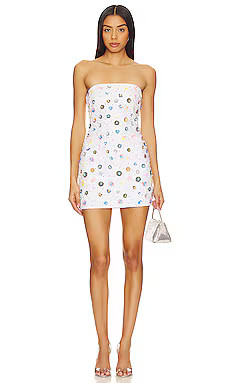 MAJORELLE Leva Embellished Mini Dress in White Multi from Revolve.com | Revolve Clothing (Global)