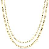 Amazon Essentials 14K Gold or Sterling Silver Plated 2 Row Chain Layer Necklace | Amazon (US)