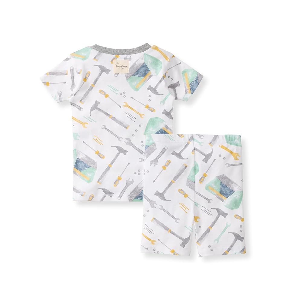 Burt's Bees Baby Baby Boys' Pajamas, Sleeve Tee and Shorts 2-Piece Pj Set, 100% Organic Cotton | Amazon (US)