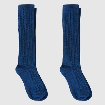 Girls' Casual Knee High Socks - Cat & Jack™ 2pk Nightfall Blue S | Target