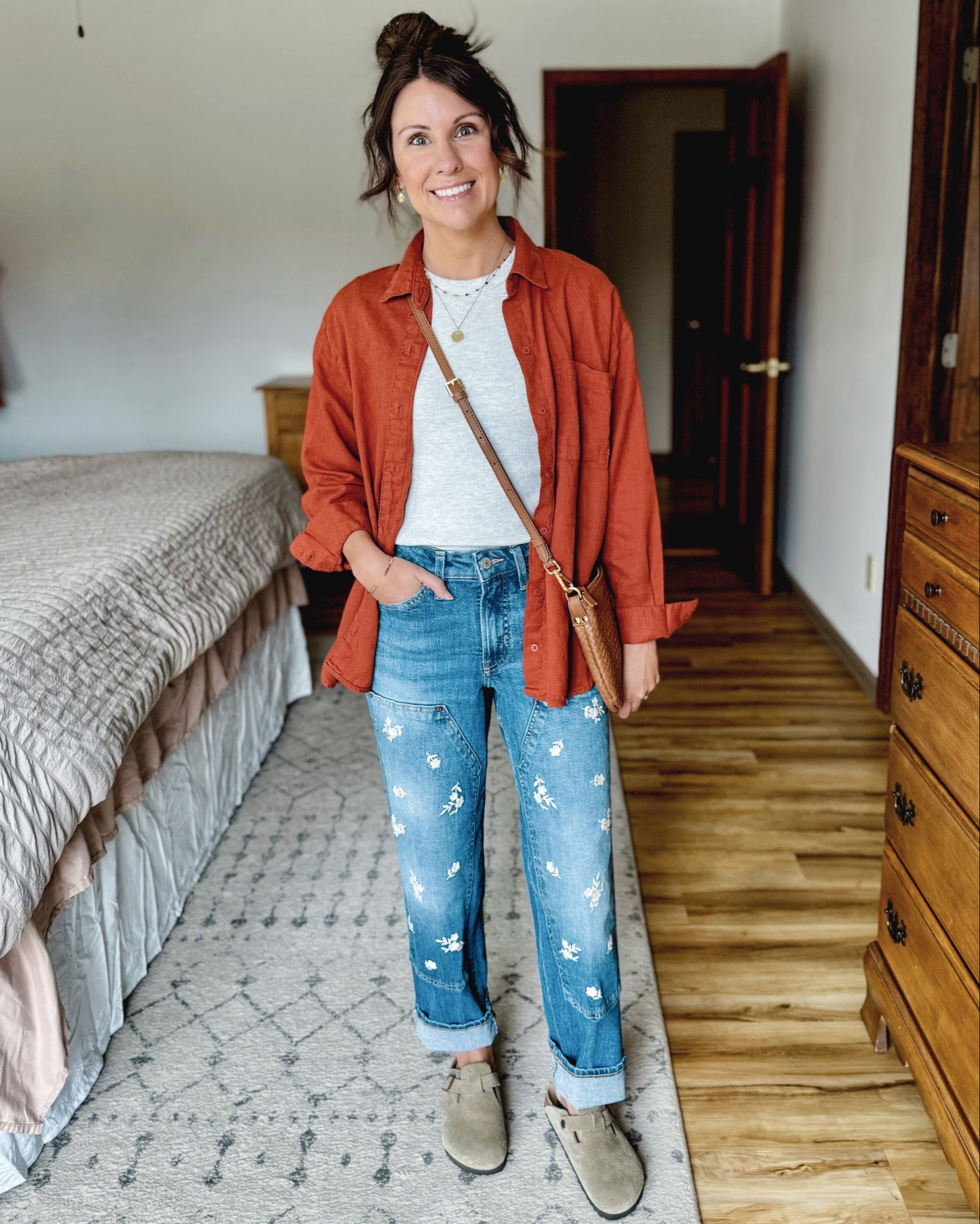 A cute spring outfit ♥️

Wearing small in my tee shirt, small petite in my linen button up and 0 petite in my floral embroidered jeans. My birk clogs are size 6! 

#LTKselfcare #LTKgrwm #LTKPetite