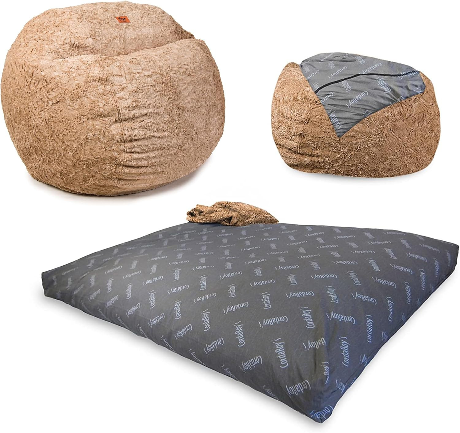 CordaRoy's Faux Fur Bean Bag Chair, Convertible Chair Folds from Bean Bag to Bed, As Seen on Shar... | Amazon (US)