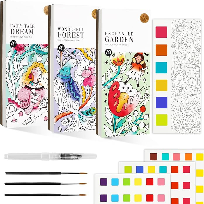 JCREN Watercolor Painting Books, Pocket Watercolor Painting Coloring Kit, Paint with Water Bookma... | Amazon (US)