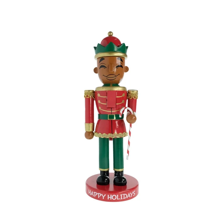 Black Paper Party Nutcracker, 11 inches Tall, Wood, Green, Red, Multi-Color | Walmart (US)