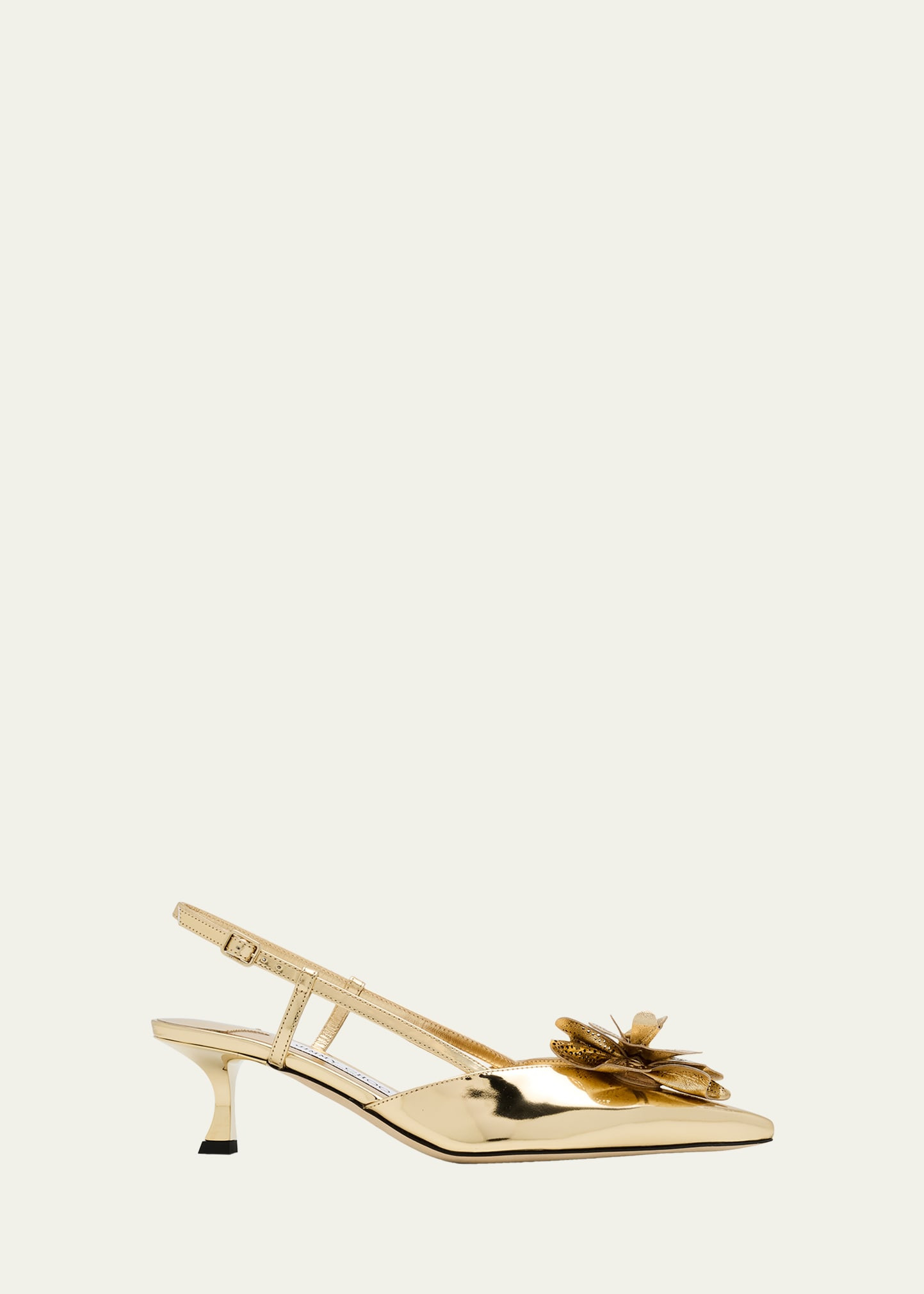 Jimmy Choo Mimmi Metallic Leather Kitten-Heel Slingback Pumps | Bergdorf Goodman