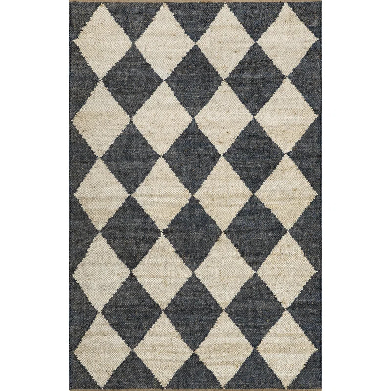 Arvin Olano Louie Diamond Checkerboard Jute Area Rug | Wayfair North America