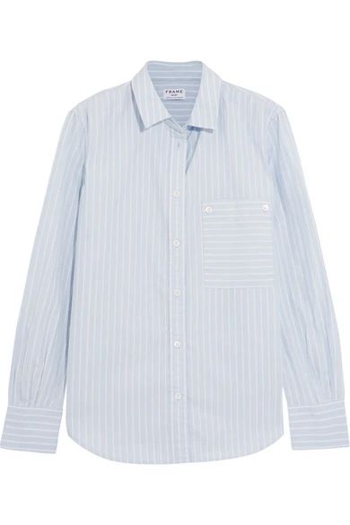 FRAME - Boyfriend Striped Cotton-poplin Shirt - Sky blue | NET-A-PORTER (UK & EU)