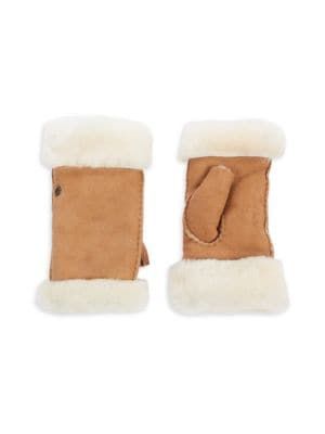 Shearling Lined Leather Fingerless Gloves | Saks Fifth Avenue OFF 5TH