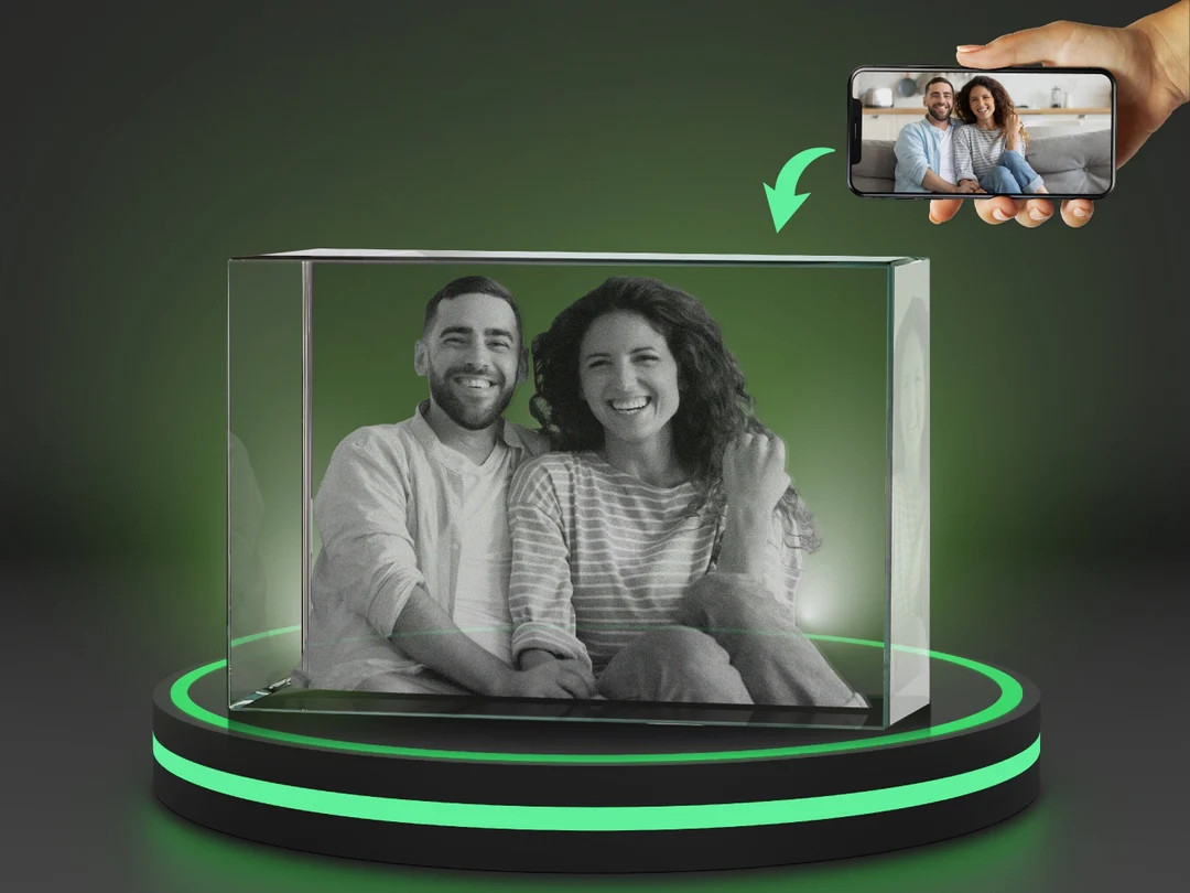 Personalized 3D Crystal Photo Brick W/light Base, Wedding Couple Gifts, Custom Glass Laser Etched... | Etsy (US)