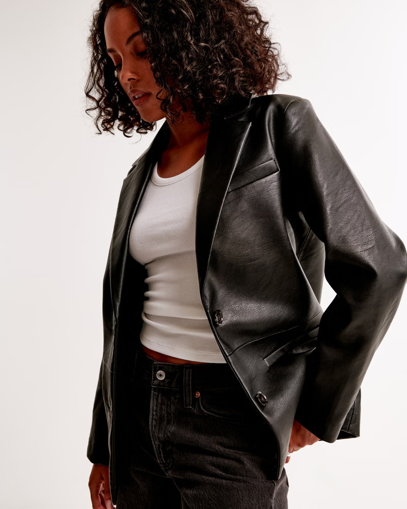 Vegan Leather Blazer | Abercrombie & Fitch (US)