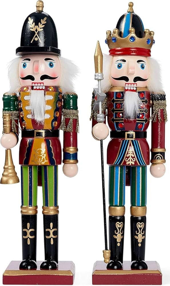 THE TWIDDLERS 2 Pack 12 Inch Wooden Nutcracker Christmas Decor King & Guard Soldier (Red) Decorat... | Amazon (US)