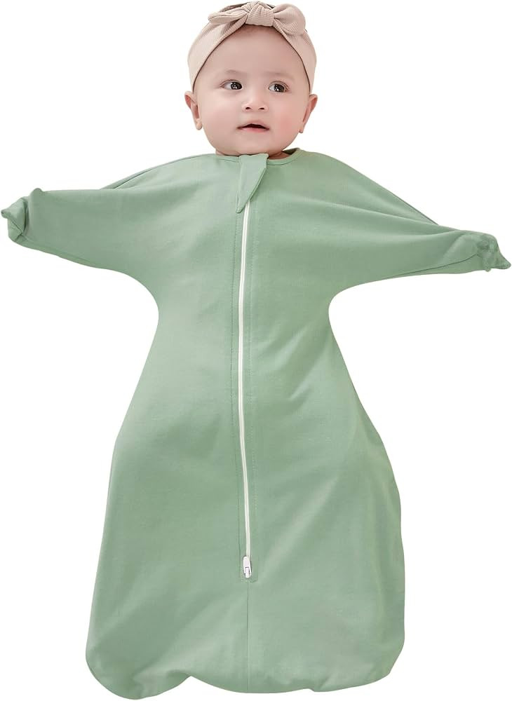 ZIGJOY Shark-Fin Transition Swaddle - 1.0 Tog Baby Sleep Sack 3-6 Months Soft Cotton Transitional... | Amazon (US)