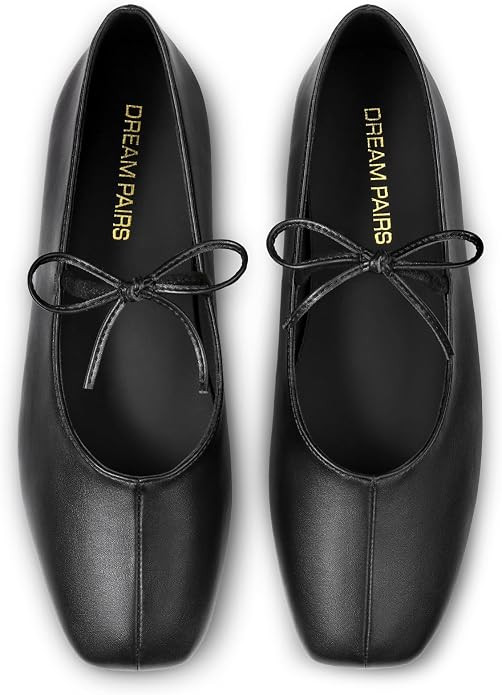DREAM PAIRS Women's Ballet Mary Jane Flats | Square Toe Slip on Ballet Flats for Women,with Bow D... | Amazon (US)
