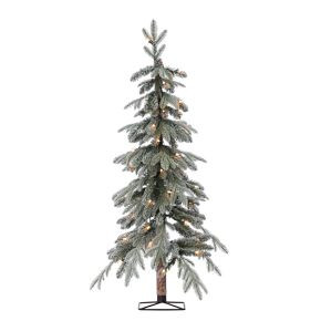 Pre-Lit Faux Natural Cut Flocked Alpine Tree | West Elm (US)