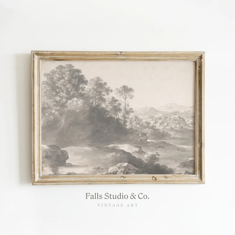 Rustic Antique Landscape Painting — Vintage Wall Art — Digital Download, Printable #101 | Etsy (US)