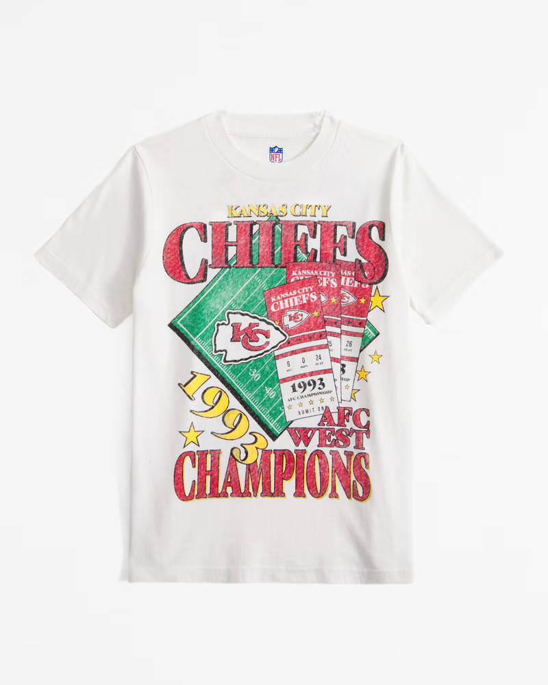 abercrombie kids boys kansas city chiefs graphic tee in cream - size 5/6 | Abercrombie & Fitch (US)