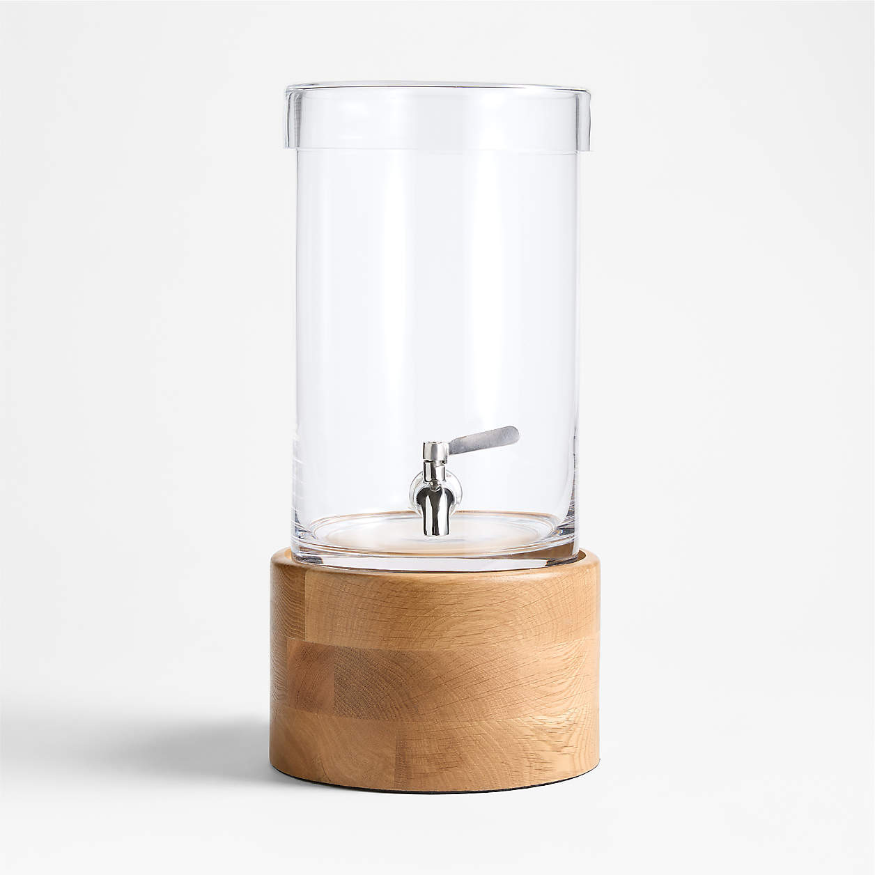 1.5-Gallon Cold Drink Dispenser and Oak Madeira Stand Set | Crate & Barrel | Crate & Barrel