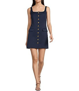 Lauren Ralph Lauren Square Neck Sleeveless Button Front Sheath Dress - 2 | Dillard's