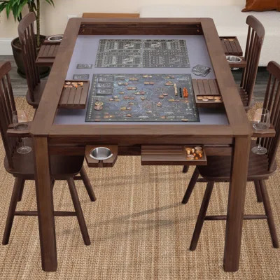 Board Game Table With Removable Top, Heirloom-quality Solid Wood Dining & Gaming Table For 4–6 Players, 54" X 31" Play Area, Leaf Storage Rack, Neopre | Wayfair North America