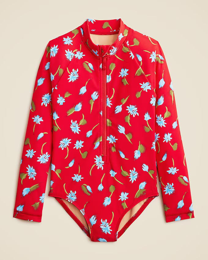 Girls' zip-up rash guard one-piece swimsuit | J. Crew US