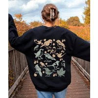 Preppy Indie Bird Sweatshirt, Aesthetic Women's Baggy Style Crewneck, Indie Vintage Pattern On Back Hoodie, Nature Lover Gift | Etsy (US)