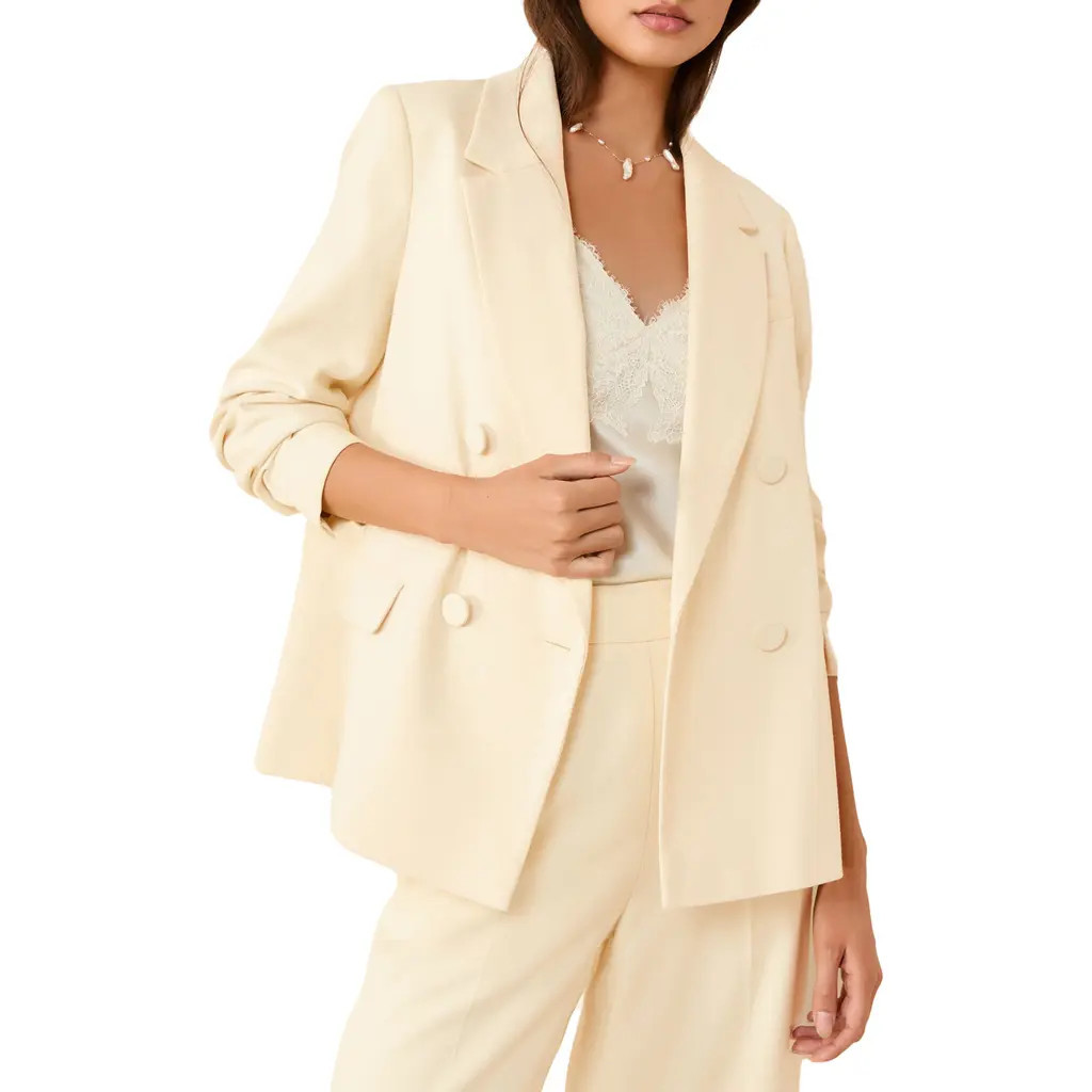 Friends Like These Crosshatch Double Breasted Blazer in Cream at Nordstrom, Size 4 Us | Nordstrom
