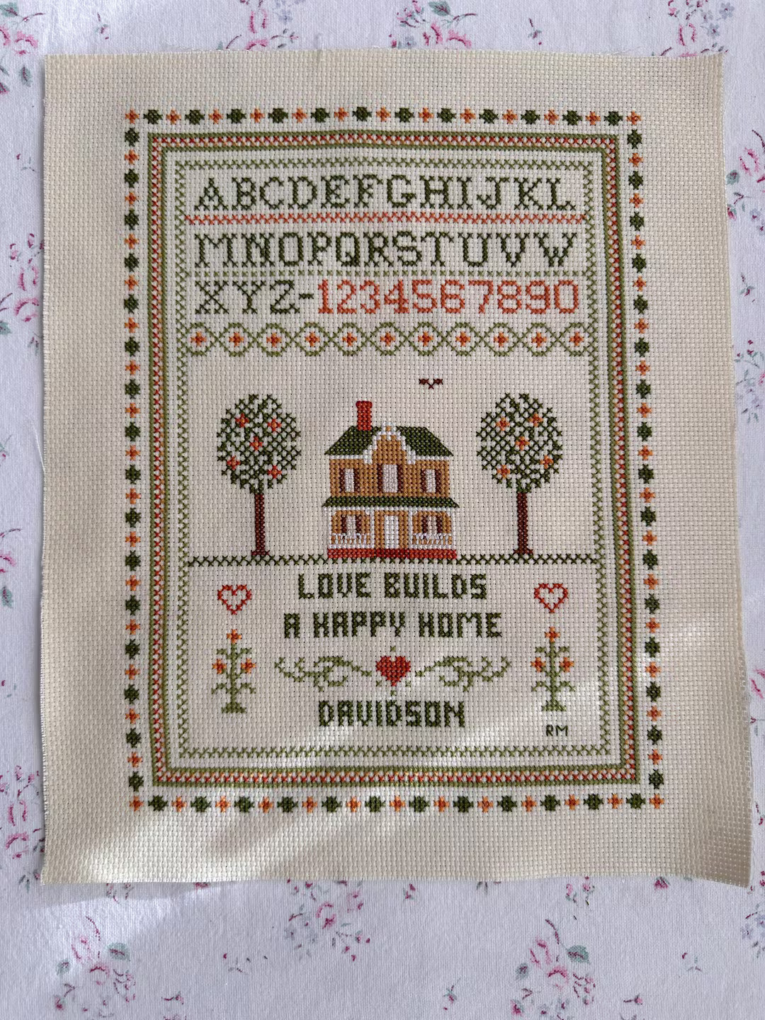 Vintage Cross Stitch Sampler, Love Builds a Happy Home - Etsy | Etsy (US)