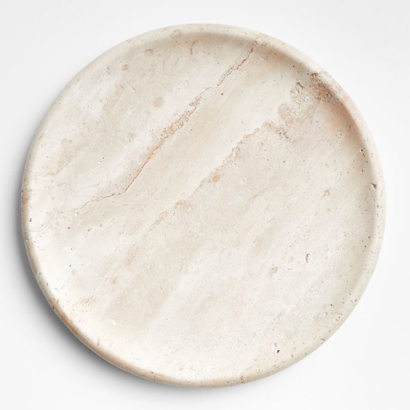 Travertine Beige Round Platter | Crate & Barrel | Crate & Barrel