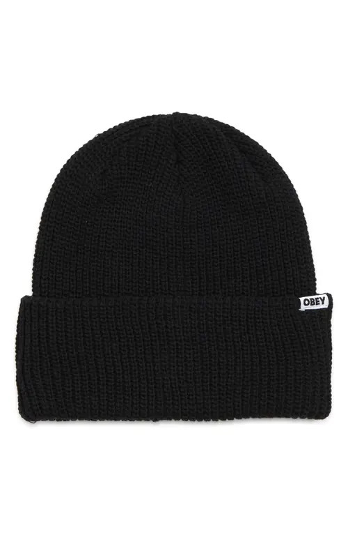 Obey Bold Organic Cotton Beanie in Black at Nordstrom | Nordstrom