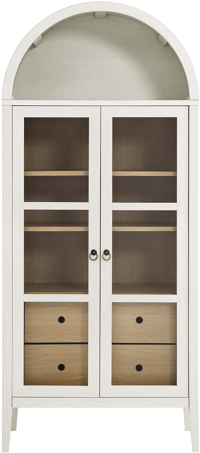 Modway Nolan Modern Farmhouse 71" Tall Arched Storage Display Cabinet in White Oak Wood Grain | Amazon (US)