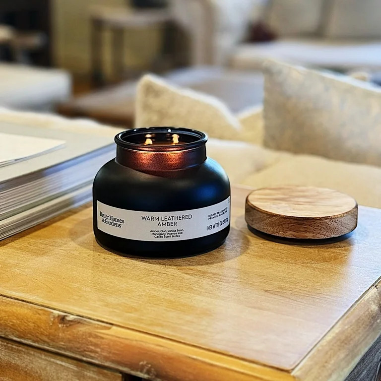 Better Homes & Gardens Warm Leathered Amber 18 oz Scented 2-Wick Candle | Walmart (US)