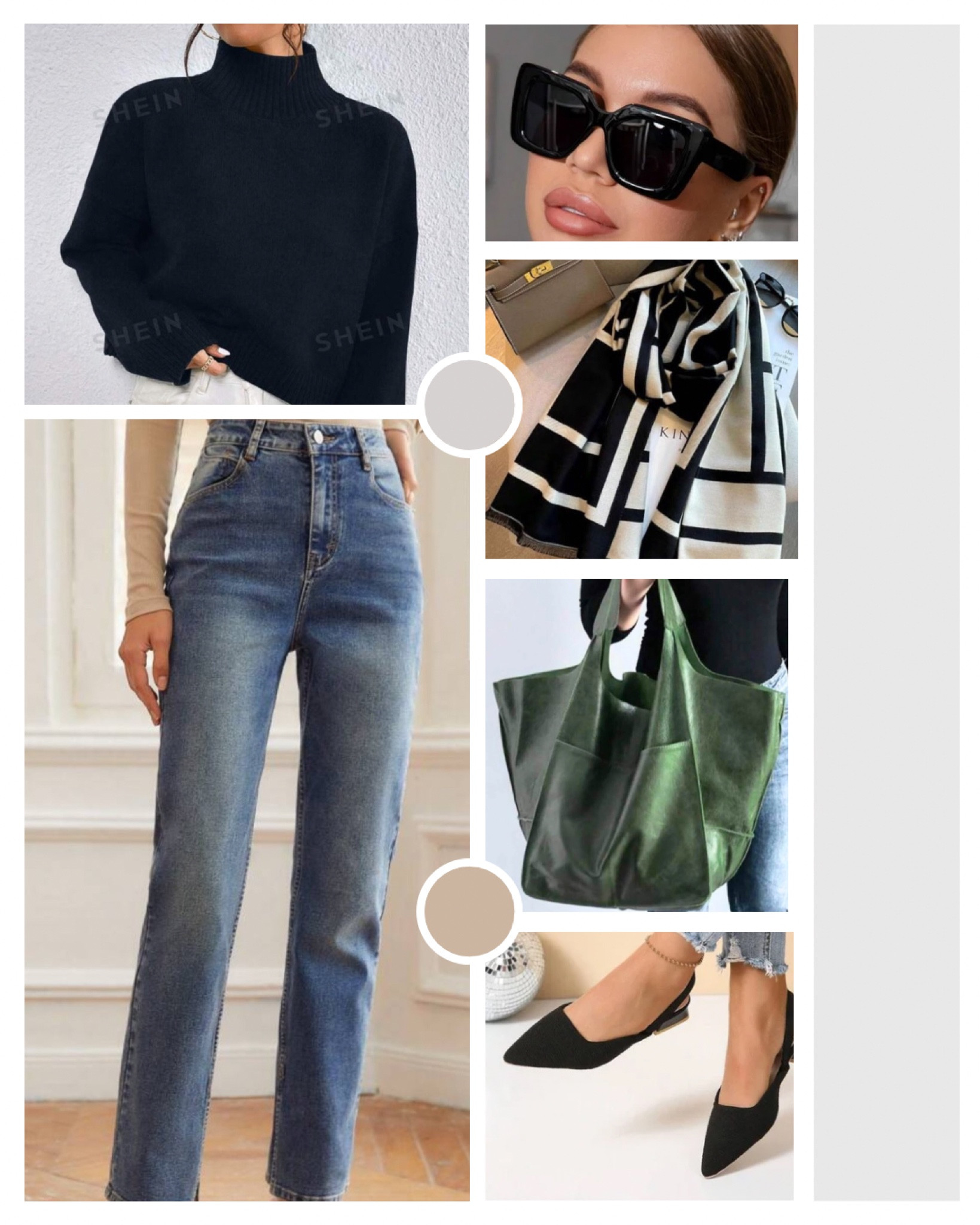 A combinação perfeita para um look casual e elegante: calça jeans de corte reto, suéter preto de gola alta e slingback preto. A bolsa verde, bem ampla, adiciona um toque vibrante, enquanto os óculos de sol e o cachecol preto e branco trazem sofisticação.

#CasualChic #Jeans #SuéterPreto #BolsaVerde #Estilo #Moda #LookOutonoInverno #Autumn #Winter #OOTD #Shein



#LTKstyletip #LTKbrasil #LTKworkwear